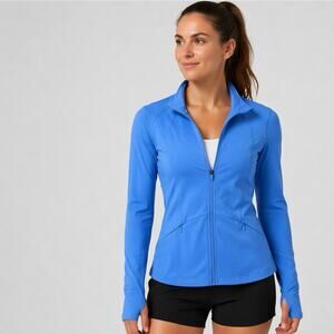 Spyder Women's Yoga Jacket Blue Delphi Full Zip Athletic Running Activewear Med